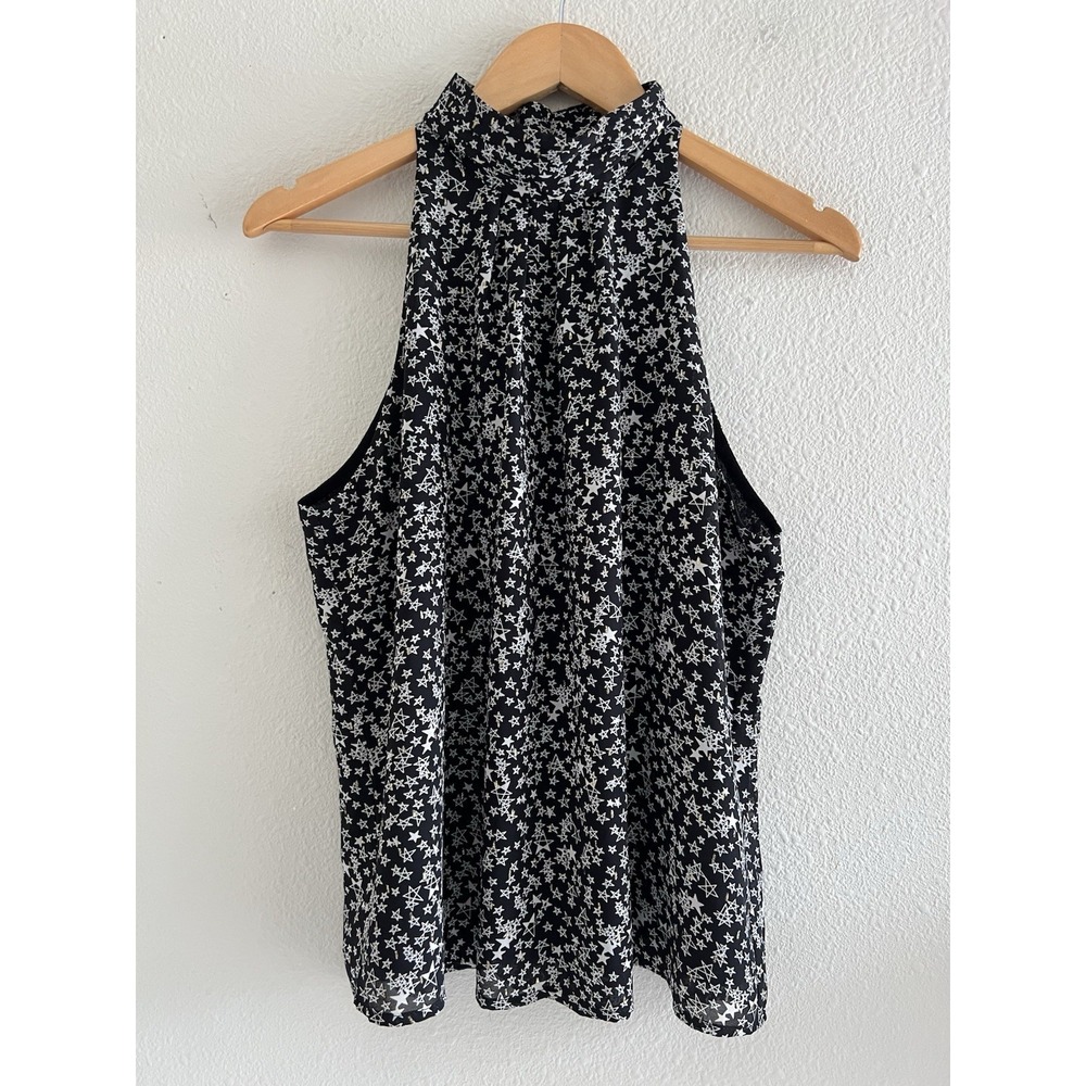 Sen Collection Adah High Neck Sleeveless Top Black Star SzM Whimsigoth Celestial